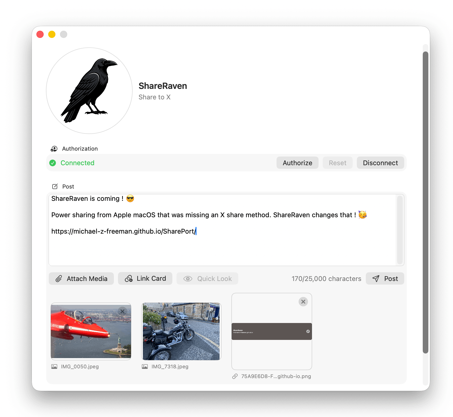 ShareRaven macOS App Screenshot